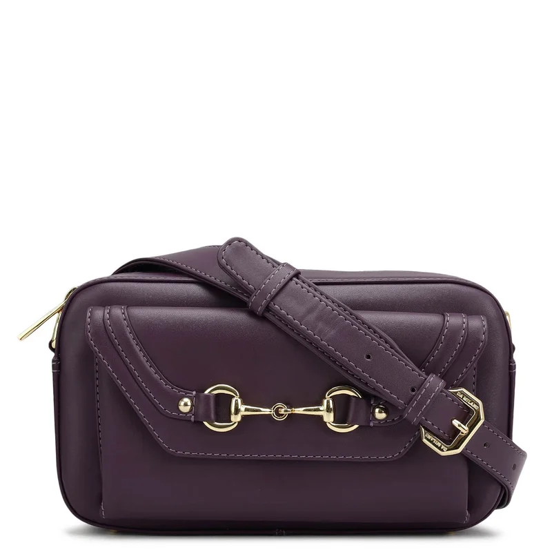 دا ميلانو حقيبة جلدية صغيرة سادة - لون العنب